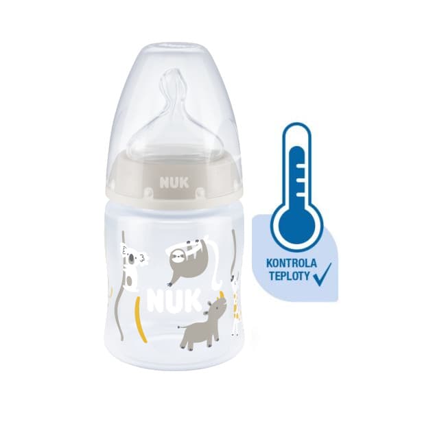 NUK FC Plus láhev s kontrolou teploty 150ml 1ks béžová se zvířátky