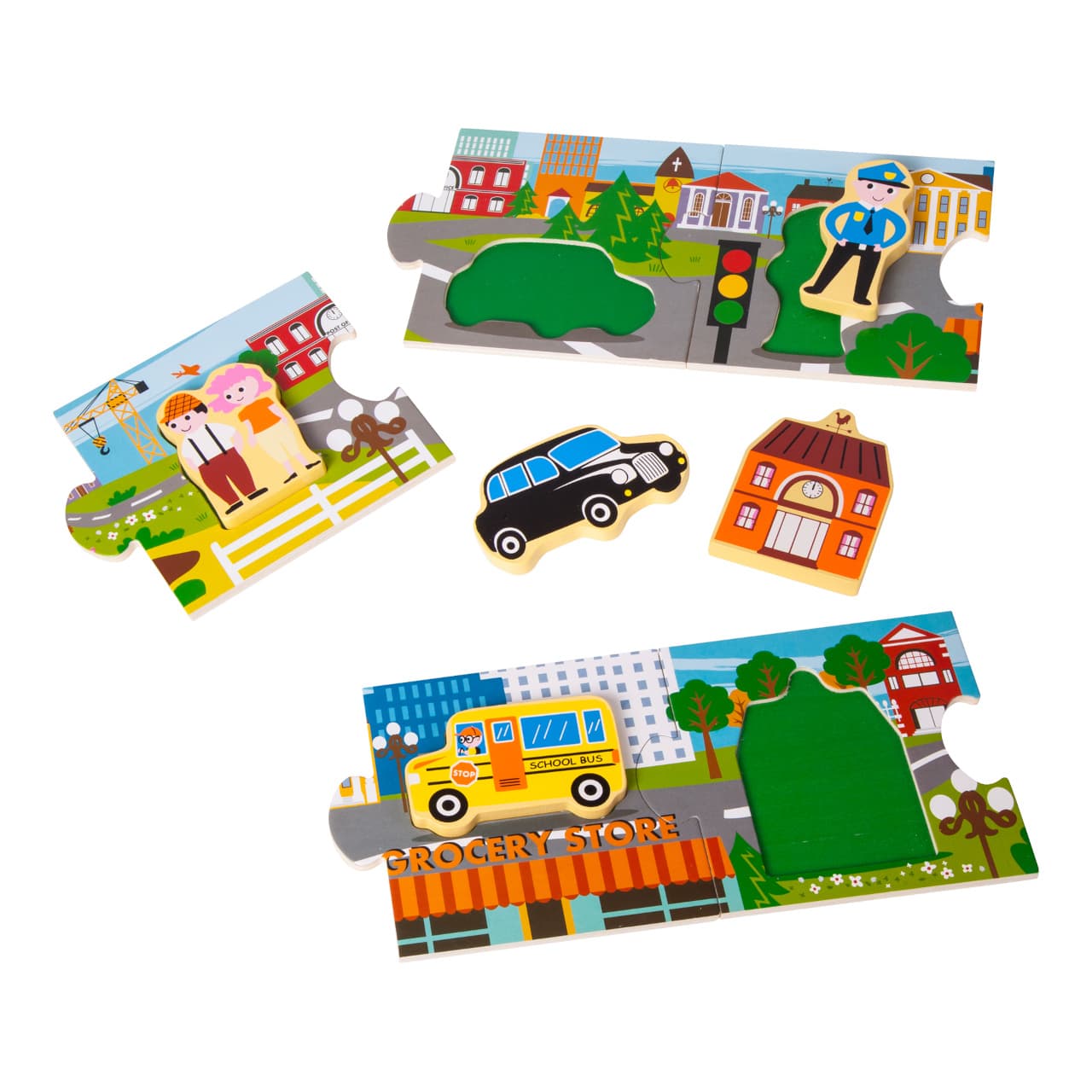 small foot Dřevěné puzzle panorama města