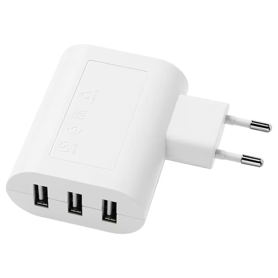 IKEA SMÅHAGEL USB nabíječka se 3 porty bílá