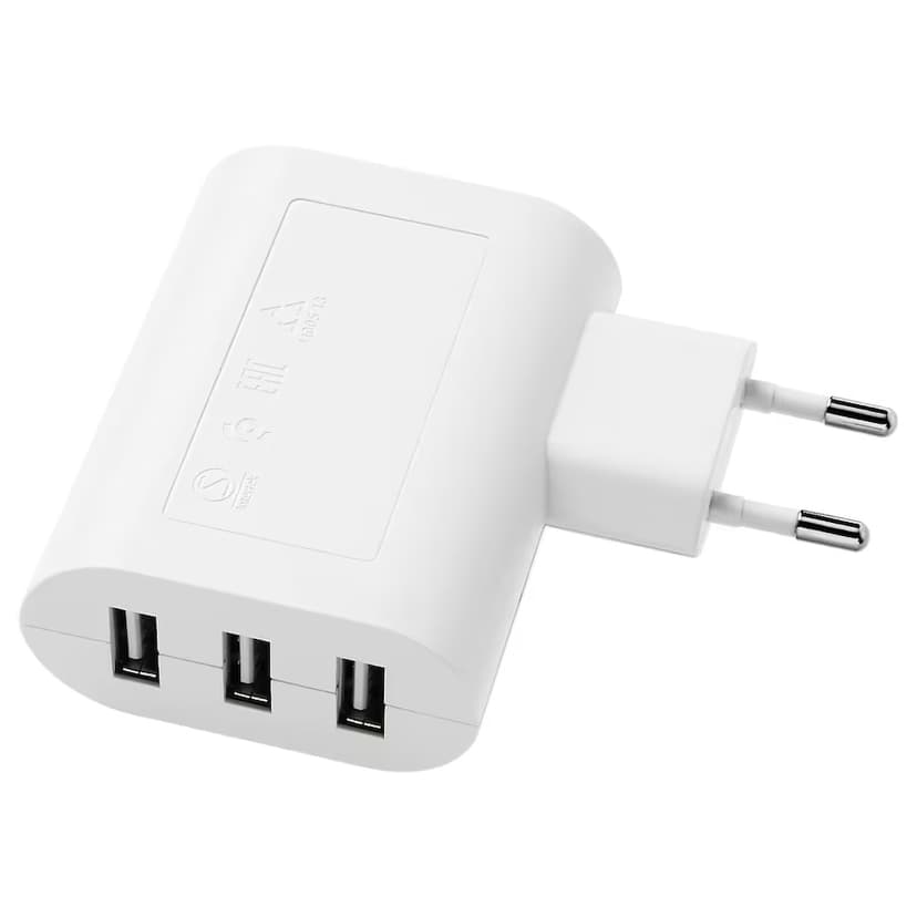 IKEA SMÅHAGEL USB nabíječka se 3 porty bílá