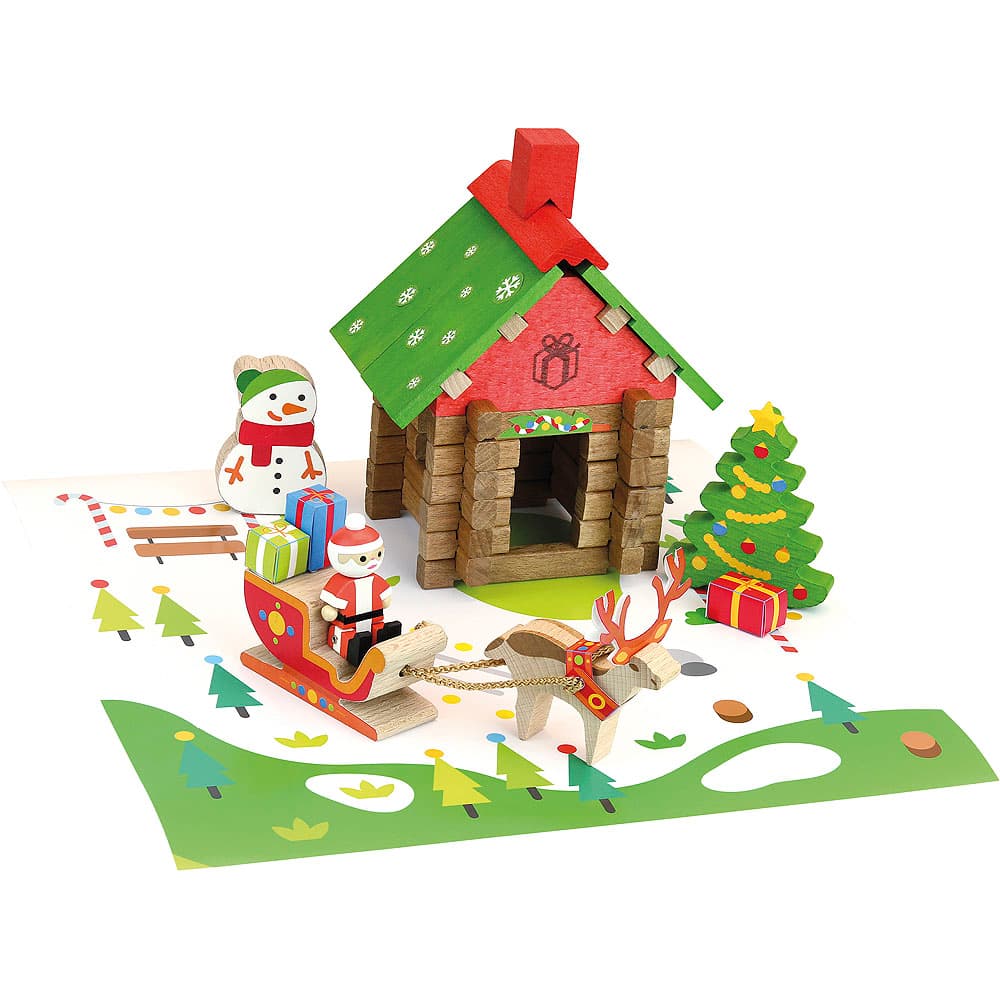 Jeujura Dřevěná stavebnice 50 dílů Dům Santy
