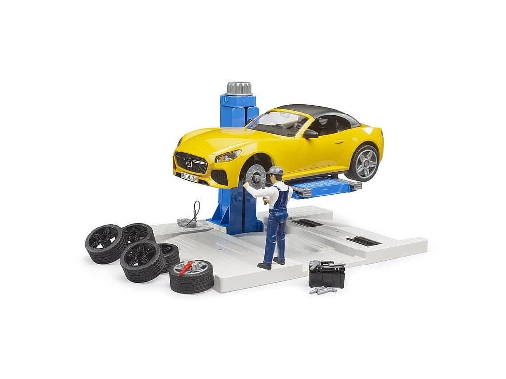 Bruder Autoservis s roadsterem a mechanikem