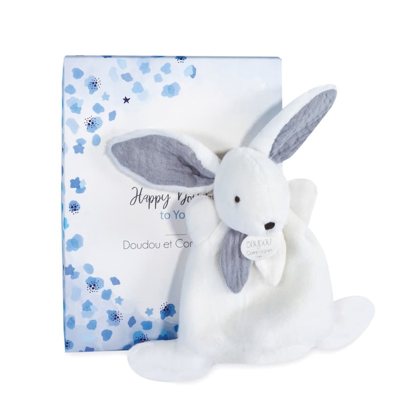 Doudou Dárková krabička modrá -  mini  králíček 17 cm