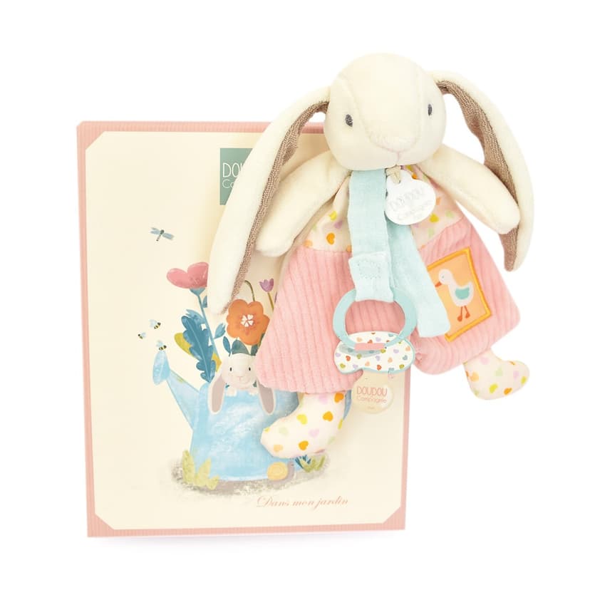 Doudou Dárková sada Hračka s úchytem na dudlík Králíček Ciboulette 19 cm