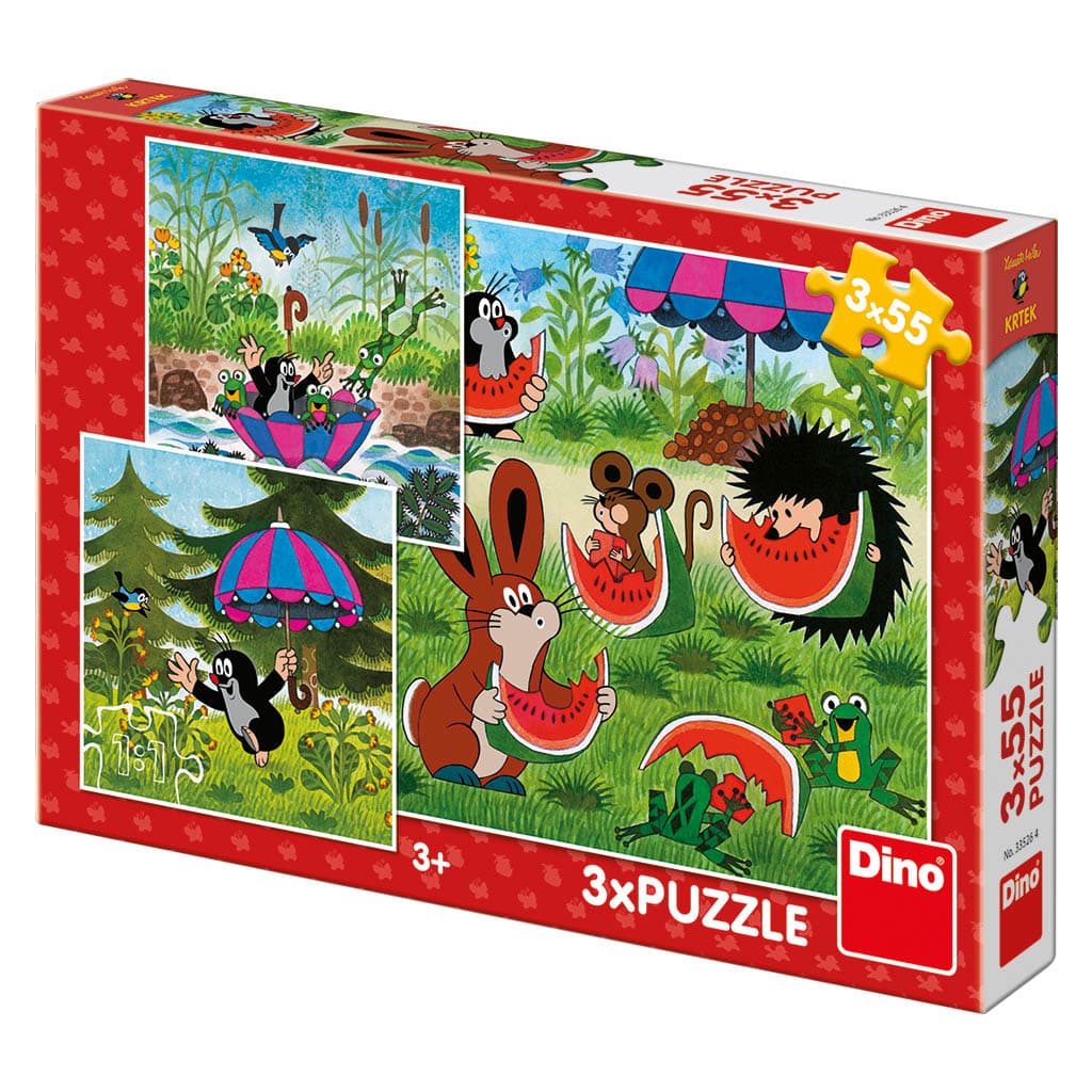 Dino Krteček a paraplíčko 3x55 dílků