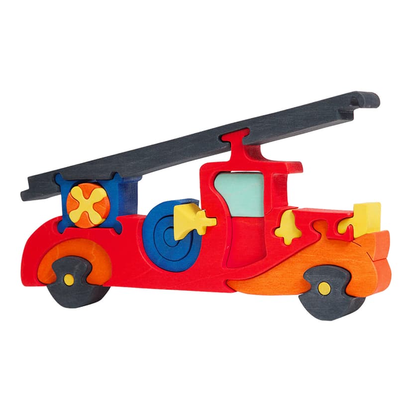 Fauna Dřevěné vkládací puzzle z masivu hasičské auto