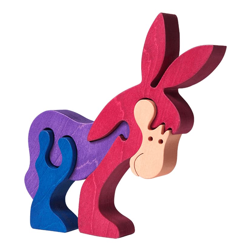 Fauna Dřevěné vkládací puzzle z masivu velký oslík