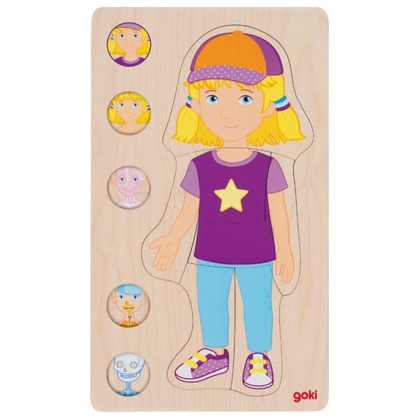 Goki Dřevěné puzzle Lidské tělo - holka