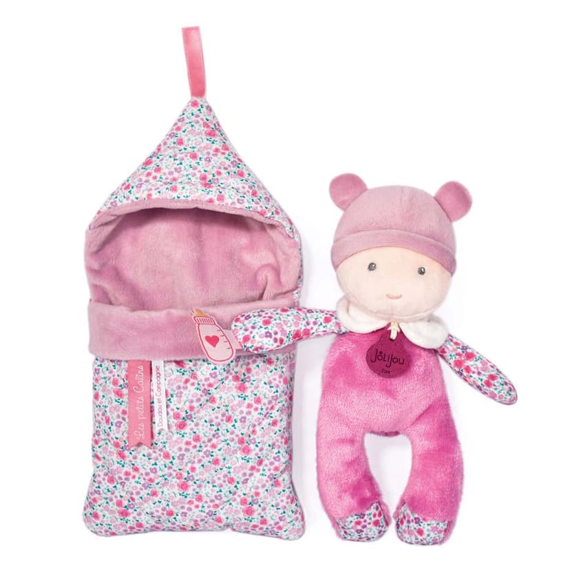 Doudou Jolijou Miminko v navlékací peřince 20 cm fialová
