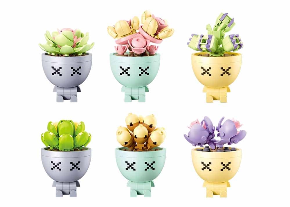 Sluban Flowers M38-B1076 Sukulenty v květináči Displej 6 ks