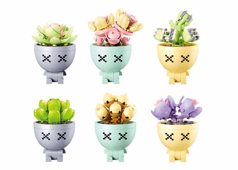 Sluban Flowers M38-B1076 Sukulenty v květináči Displej 6 ks