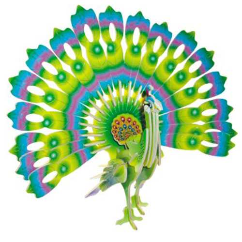 Woodcraft Dřevěné 3D puzzle Páv barevný