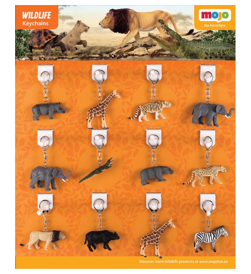 Mojo Displej 36 ks přívěsků na klíče - Zvířátka ze zoo