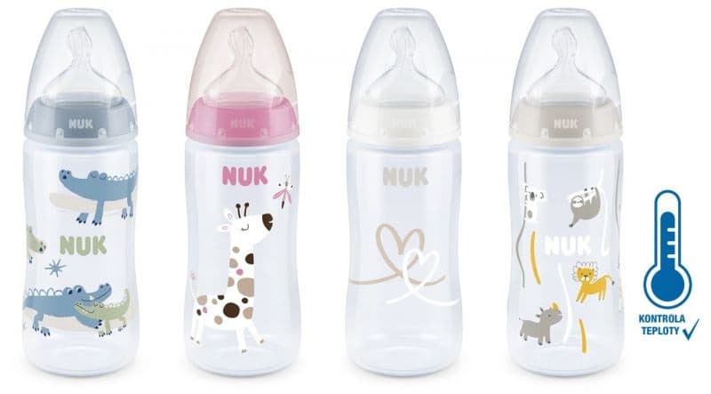 NUK FC+ láhev s kontrolou teploty 300 ml BOX - Flow Control savička 1 ks