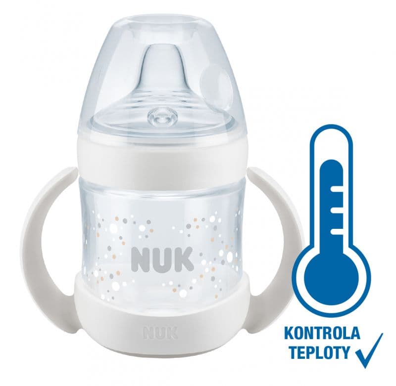 NUK Nature Sense lahvička na učení s kontrolou teploty (6-18m) 150 ml 1 ks bílá
