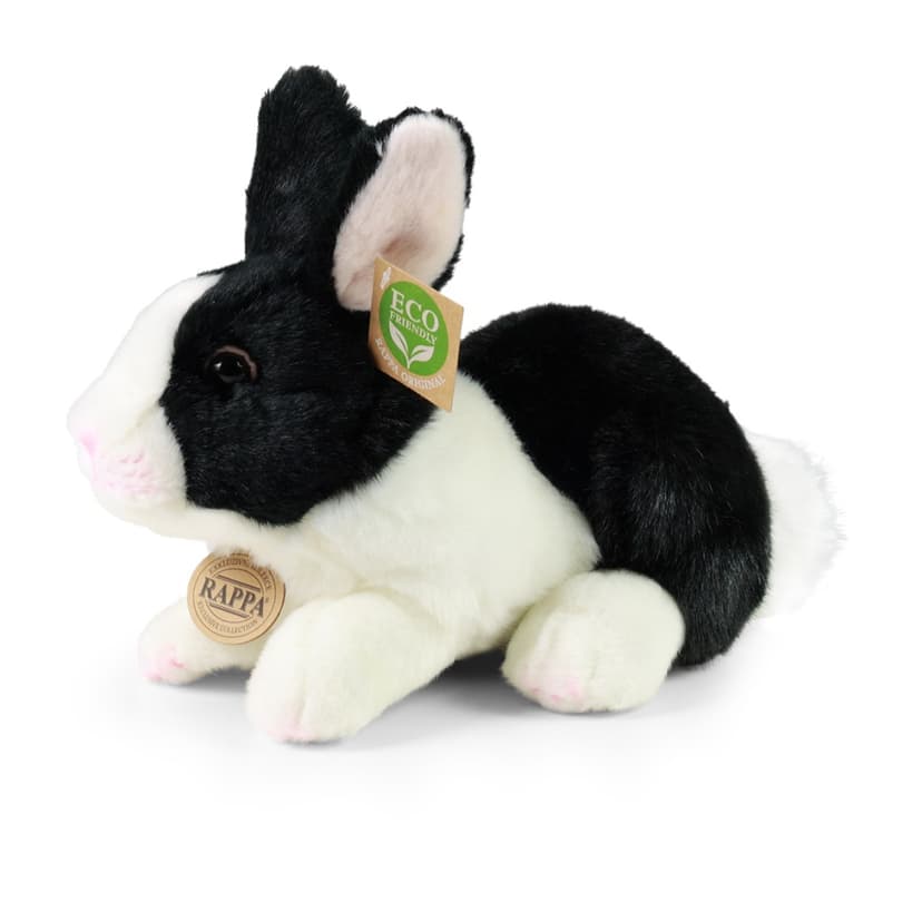 Rappa Plyšový králík bílo-černý ležící 23 cm ECO-FRIENDLY