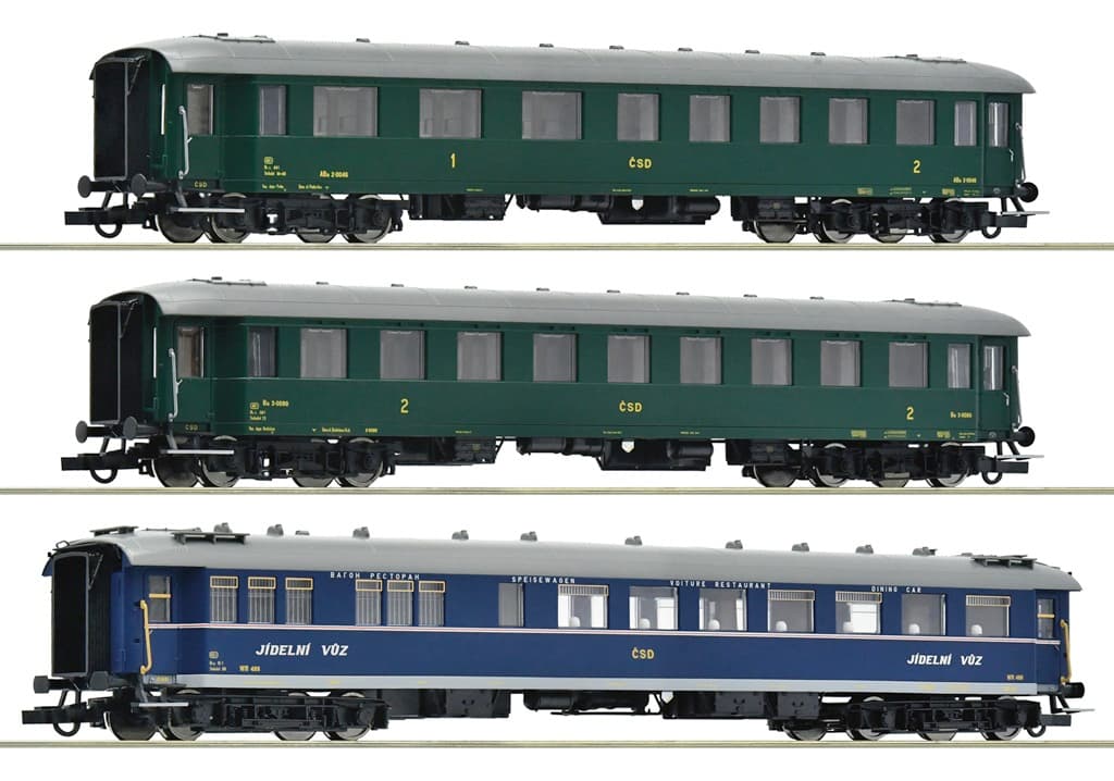 Roco Sada 3 ks osobních vagónů rychlíku DR - 6200036