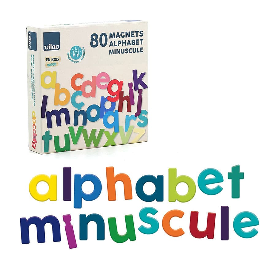 Vilac Dřevěná magnetická abeceda Malá písmena 80 ks