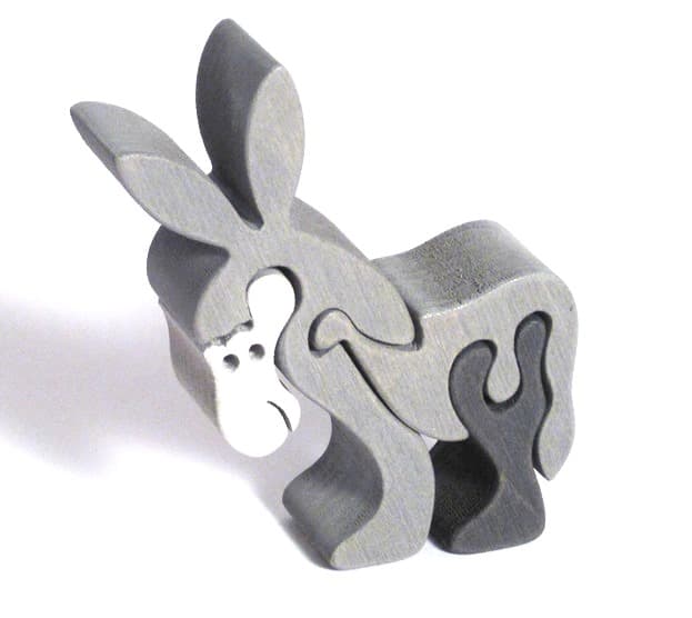 Fauna Dřevěné vkládací puzzle z masivu malý oslík