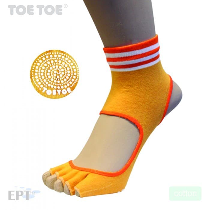 HEEL bezprstové joga ABS protiskluzové ponožky ToeToe oranžová M