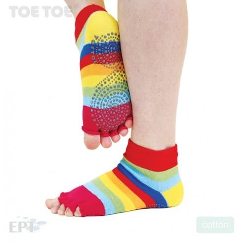 JOGA NO FINGER trainer bezprstové ponožky protiskluzové ToeToe rainbow (duha) L