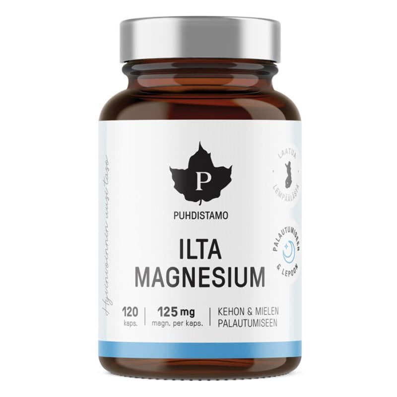Puhdistamo Night Magnesium 120 kapslí (Hořčík) - Puhdistamo